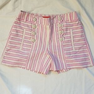 Anthropologie Pink Candy Stripe Sailor Shorts